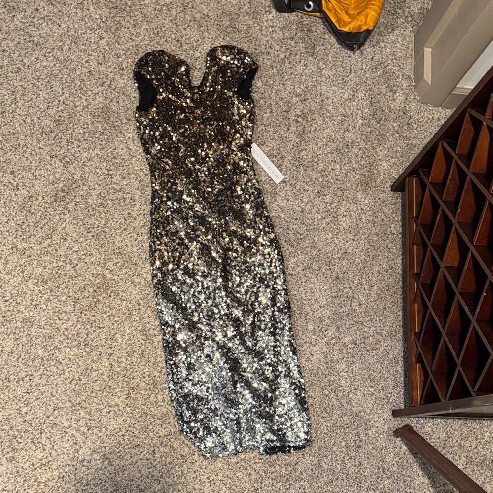 Elegant Black and Silver Sequin Dress, Dress The Population NWT size S